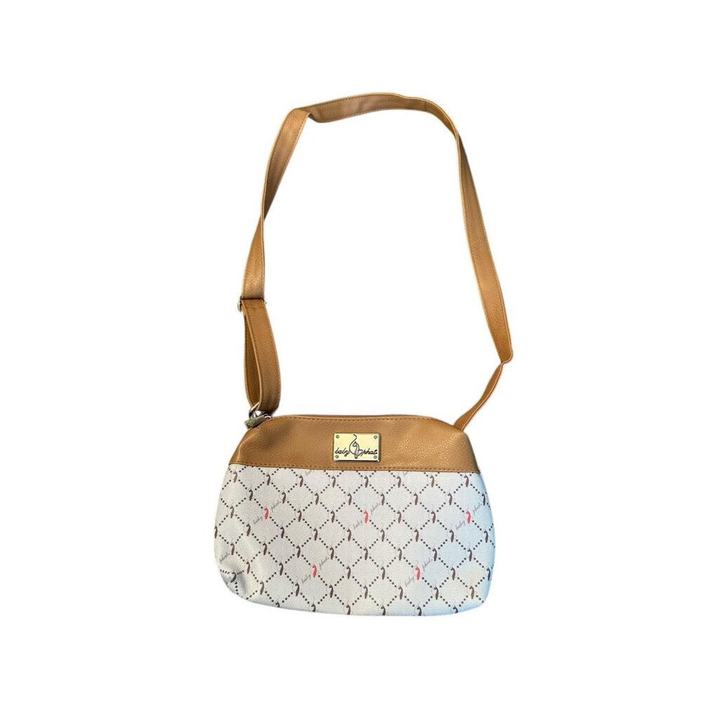 Baby Phat Tan Crossbody Purse Adjustable Strap Cat Spellout Logo Y2K Hip Hop‎